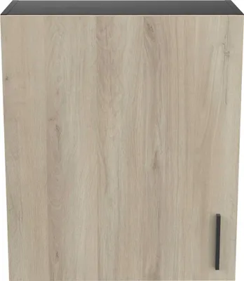 Image de Armoire supérieure Romanie 60 cm 1 porte battante et 1 étagère Chêne Kronberg/Noir mat
