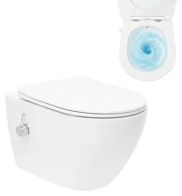 Produktbild von SAT Fusion Wand-WC mit Bidet und Wirbelspülung WC-Sitz mit Absenkautomatik inklusive Montageset, weiß