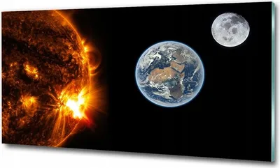 Produktbild von Glasfoto Bild mit Grafik Kosmos Sonnensystem 100x50