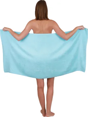 Produktbild von Betz Duschtuch Badetuch Duschtücher Set Palermo 100% Baumwolle Handtuch Strandlaken Größe 70 x 140 cm Farbe türkis