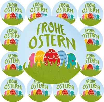 Produktbild von 96x Itenga Aufkleber Frohe Ostern Bunte Eier 4cm (Motiv 212)