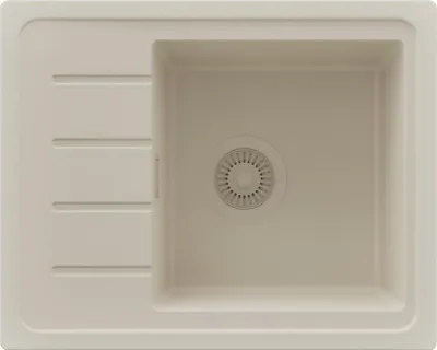 Produktbild von PRIMAGRAN Spülbecken Beige 55x44cm, Granitspüle 1 Becken + Ablauf-Set, Küchenspüle ab 45er Unterschrank - Kopenhagen Easy