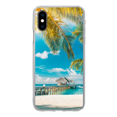 Produktbild von MuchoWow® Handyhülle Schutzhülle Hülle für iPhone X Tropisch - Strand - Palme Silikon Softcase Handy Hülle - Handyhülle