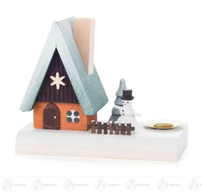 Produktbild von Räuchermann Räucherhaus mit Schneemann für Kerze d=14mm Breite x Höhe x Tiefe 11 cmx9 cmx5 cm NEU
