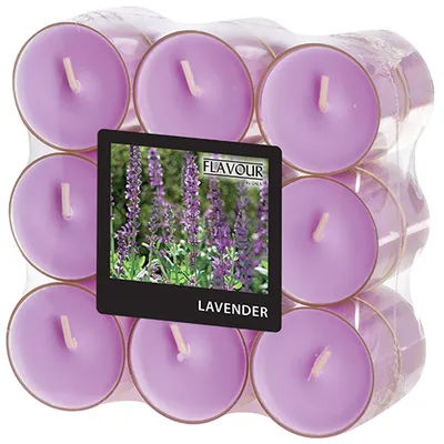 Produktbild von Papstar Duftteelichter, Lavendel, Ø 38 mm · 24 mm, "Flavour", 6 x 18 Stück