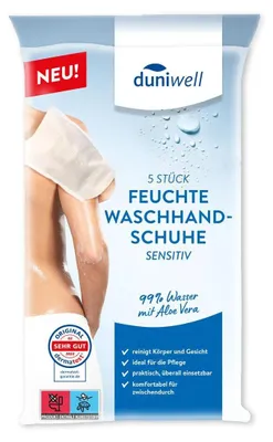 Produktbild von Feuchte Waschhandschuhe sensitiv - Sanfte Reinigung für die Haut | Packung (5 Stück)