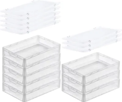 Produktbild von SuperSparSet 8x Transparenter Eurobehälter LightLine mit offenem Griff und Scharnierdeckel | HxBxT 12x40x60cm | 24 Liter | Eurobox, Transportbox, Transportbehälter, Stapelbehälter