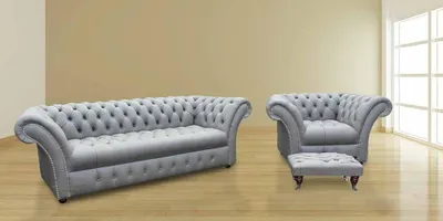 Zdjęcie produktu dla Komplet wypoczynków Winchester, tapicerowane siedziska, sofa Chesterfield
