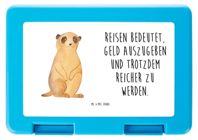 Produktbild von Mr. & Mrs. Panda Brotzeitbox Erdmännchen - Weiß - Geschenk, Spruch, Roadtrip, Snackbox, Traveling, Afrika, Vorratsbehälter, Reisen, Kinderbrotdose, Bentobox, Lunchbox