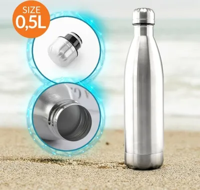 Image de Verseuse thermos 0,5L Verseuse isolante pour boissons, thé, verseuse en acier inoxydable en argent