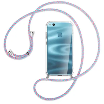 Produktbild von Handykette Backcover-Schutzhülle mit Band (Metall silberfarben) für Huawei P10 Lite - pink/mint