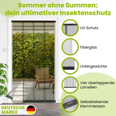 Immagine prodotto di Tenda a lamelle con zanzariera per porte, fino a 120 x 240 cm, antracite