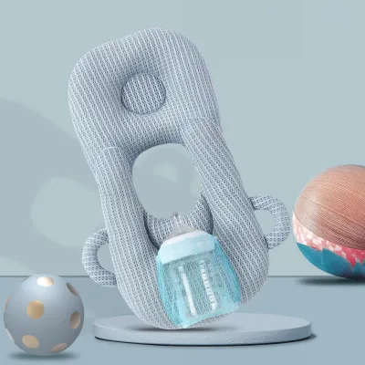 Image de Coussin d'alimentation pour nouveau-né en coton respirant multifonctionnel Porte-biberon réglable pour jeunes enfants Bleu