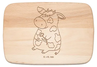 Produktbild von Mr. & Mrs. Panda Holzbrett Kuh - Transparent - Geschenk, Landwirt, Motivtion, jausenbrett, Holzbrettchen, Schneidebrett, Frühstücksbrett, Hof, Kühe, Spruch, Milch