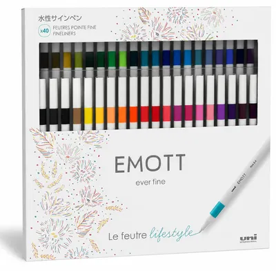 Produktbild von uni-ball - Emott Fineliner Set 0,4 mm, 40 Farben – Set mit 40 Filzstiften
