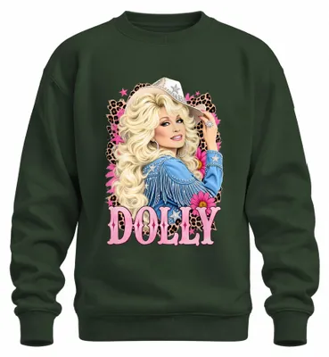 Obrázok produktu pre Dolly Parton, legenda country hudby, westernová speváčka, mikina s potlačou, zelená, veľkosť S