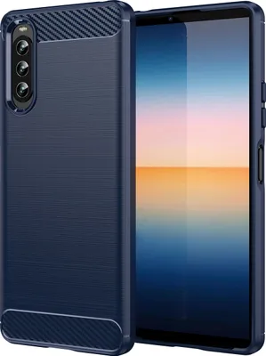 Image de Xperia 10 IV Housse, Fibre de carbone TPU Silicone antichoc Housse de protection pour Sony Xperia 10 IV Bleu