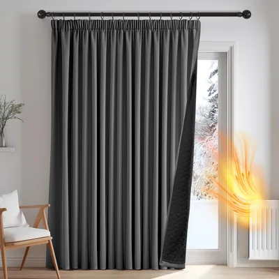 Verdunkelungsvorhang 140×260 cm, Dunkelgrau, 1 Stück, thermisch isolierend