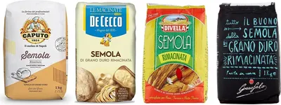 Produktbild von TESTPAKET De Cecco Divella Caputo Semola Grano Duro Rimacinata Hartweizengries 4x 1kg + Italian Gourmet polpa 400g