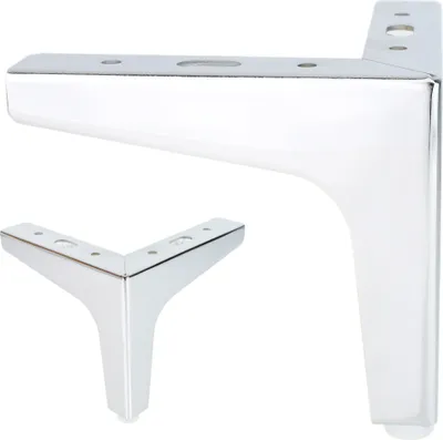 Produktbild von 4x Sofafuß Vitrinenfuß Möbelfuß Chrom 12cm – Stahl, mit Bodenschoner