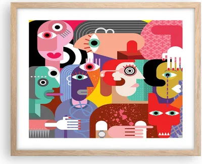 Produktbild von Gerahmtes Poster - Rahmen in heller Eiche - Abstraktion modern - 50x40 cm - Wand Bild - Wanddeko - Wandbilder - Wandposter - Bilderrahmen - Bilder - Kunstdruck - Wandbild - P2NAA50x40-3624