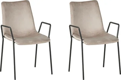 Produktbild von BELIANI Stuhl 2er Set Braun Samtstoff mit hoher Rückenlehne Metallgestell Modernes Design für Ess-, Wohn- und Arbeitszimmer