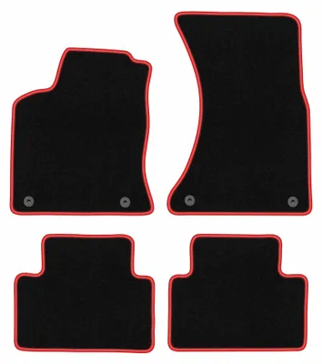Image de Tapis de sol en moquette pour Porsche Macan 2013- (SUV) – jeu 4 pièces, noir/rouge, sur mesure – Wielganizator CARLUX