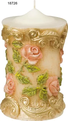 Produktbild von Zierkerze handverziert 15,5 x 9,5 cm