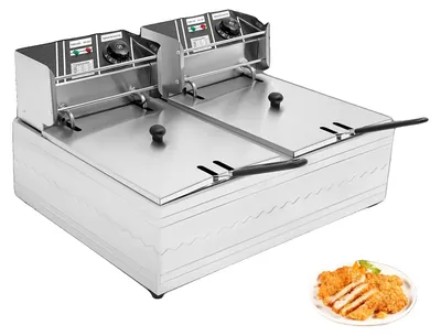 Obrázek produktu pro Elektrická fritéza, velká kapacita, nastavitelná teplota, stříbrná