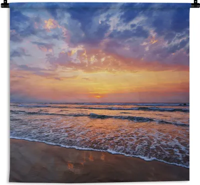Produktbild von MuchoWow® Wandteppich Wandbehang Strand - Himmel - Farben 150x150 cm Tapisserie Dekoration Wandtuch - Wohnaccessoires - Modernes