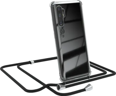 Produktbild von EAZY CASE Handykette kompatibel mit Xiaomi Mi Note 10 / Mi Note 10 Pro, Handyhülle mit Umhängeband, Handykordel, Schutzhülle Clear, Band in Schwarz