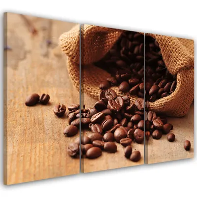 Produktbild von Triptychon auf leinwand essen & trinken - braun 60x40 cm Feeby braun wandbild bereit zum aufhängen
