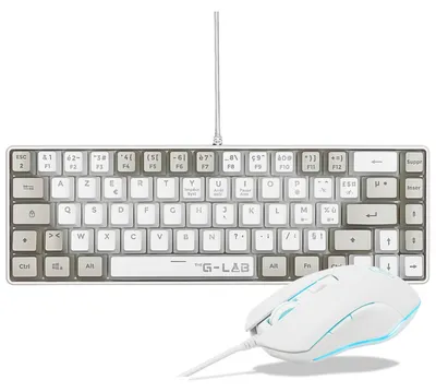 Image de Clavier gaming mécanique, format 60%, filaire, rétroéclairage RGB, disposition AZERTY FR, format compact + Souris gaming RGB, 6 boutons, 6200 DPI – Compatible PC/PS4/PS5 – Blanc