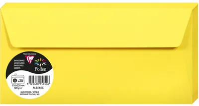 Produktbild von Clairefontaine 5565C, DL (110 x 220 mm), Gelb, Papier, 120 g/m², 20 Stück(e), Forest Stewardship Council (FSC)