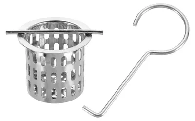 Obrázek produktu pro Síto do odtoku, 2 kusy, s háčkem, nerezová ocel, stříbrná barva, vhodné do kuchyně a koupelny