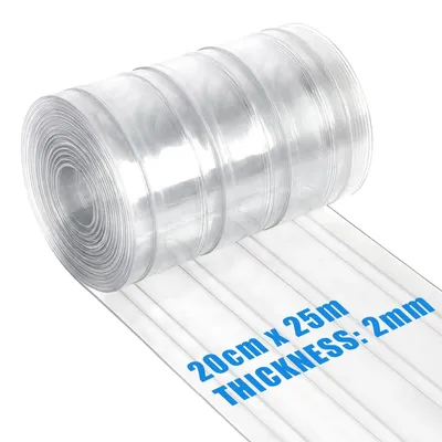 Immagine prodotto di Tenda a strisce/tenda a lamelle in PVC/vinile - Strisce di ricambio - Larghezza 20 cm, lunghezza 25 m - Per celle frigorifere e congelatori, magazzini - Isolante - Bianco e nero