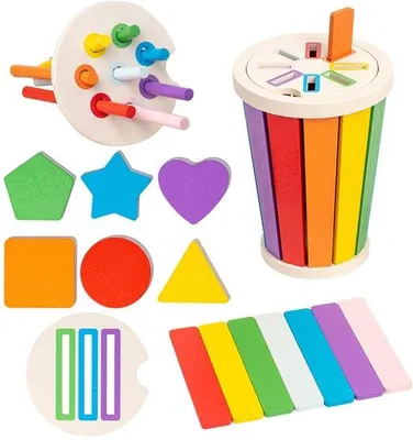 Productafbeelding van 3-in-1 Houten Montessori Speelgoed voor Kinderen van 1-3 Jaar
