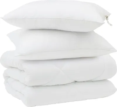 Produktbild von vidaXL Winterbettdecke mit Kissen 3 pcs Weiß Mikrofaser