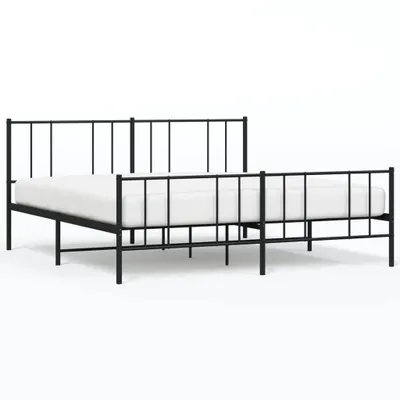 Zdjęcie produktu dla Metalowa Rama Łóżka Z Wezgłowiem I Zanóżkiem, Czarna, 193X203Cm Lumarko!