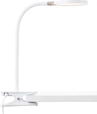 Produktbild von BRILLIANT weiße LED Schreibtischlampe UBIN | Klemmleuchte durch Flexarm einstellbar | Helligkeit in 3 Stufen einstellbar | 6,5W 640lm 3000K | 33 cm Höhe | Kunststoff/Metall