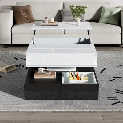 A modern living room scene with a couch and a coffee table.