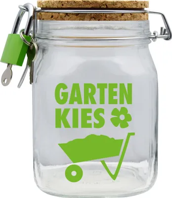 Produktbild von Spardose Geld Geschenk Ideen Garten Kies Grün Transparent Größe L 1 Liter