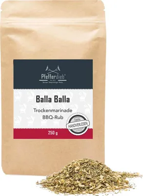 Produktbild von Pfefferdieb - Balla Balla - Premium Grillgewürz, Trockenmarinade, BBQ Rub mediterran, 250g