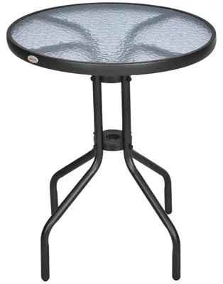 Produktbild von Gartentisch rund Ø60cm mit Sicherheitsglasplatte, Metall Schwarz