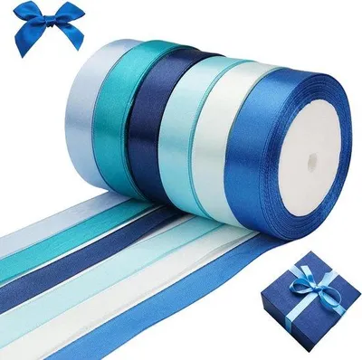 Image de Ruban en satin bleu 2 cm x 22 m - Cadeau - Ruban décoratif - Travaux manuels - Mariage