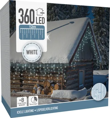Image de Eclairage LED en forme de cône de glace blanc froid, 360 LED, câble transparent, intérieur/extérieur, 15m