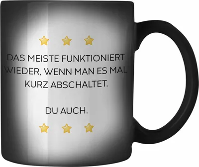 Produktbild von Trendation - Lustige Farbwechsel Zauber-Tasse mit Spruch für Frauen Männer Arbeit Büro Lustig Farbwechsel Zauber-Tassen Becher mit Sprüchen Kollegin Geschenk Sarkasmus Müde (Schwarz)