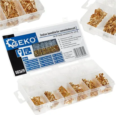 Immagine prodotto di Kit-set puntalini, capicorda isolanti, con scatola, per il collegamento dei cavi, assortimento isolati ,capicorda a crimpare, anello capocorda elettrico terminale connettori elettrici, color oro,2.8-6.3 mm 450 pezzi Geko