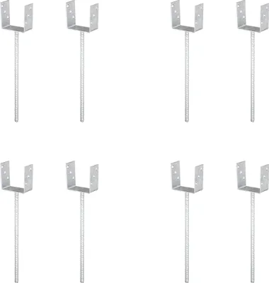 Produktbild von Alberts 8 x U-Pfostenträger, Riffelstahl-Betonanker, 101x101 mm, Betonanker 400 mm, feuerverzinkt, zum Einbetonieren