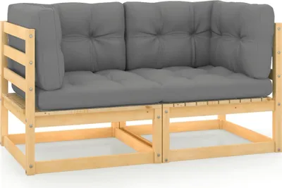 Produktbild von Gartensofa 2-Sitzer mit Kissen Kiefer Massivholz , Gartensofas Design 2024